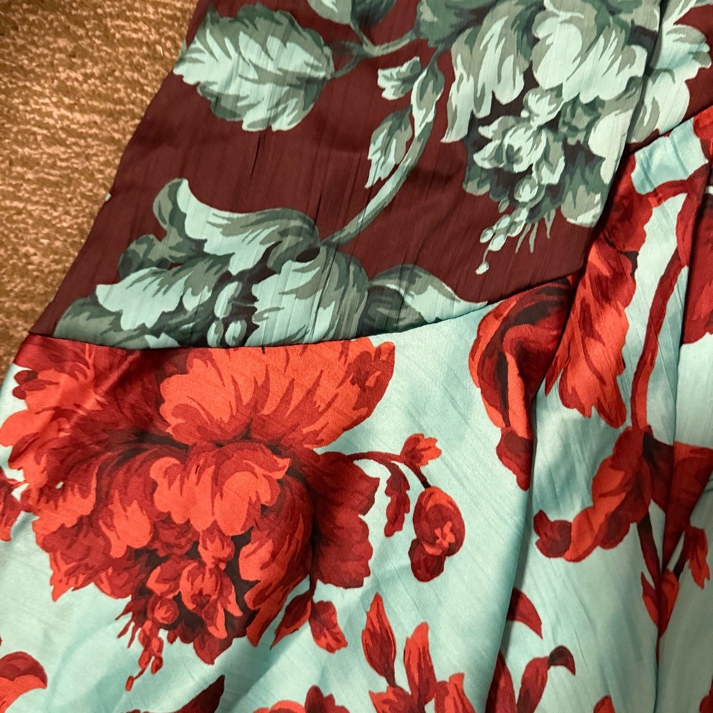 Anthropologie Asymmetrical Skirt - brown and teal Floral - Picture 3 of 4